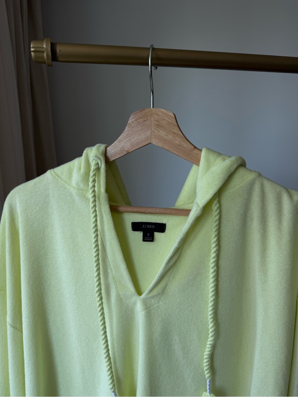 J.Crew Neon Yellow Terry Hoodie Cover Up Set S - Picture 3 of 8